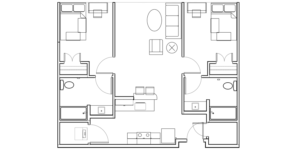 2 Bedroom/ 2 Bathroom Floor Plan 2